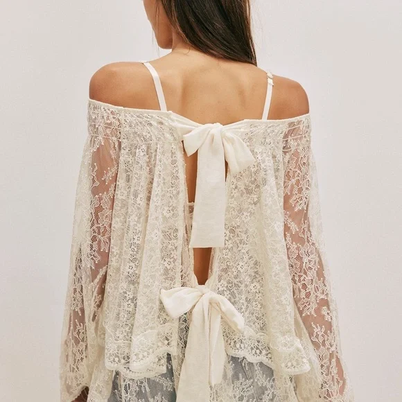 Free People Lace Off-Shoulder Blouse - Cream - Picture 2 of 3